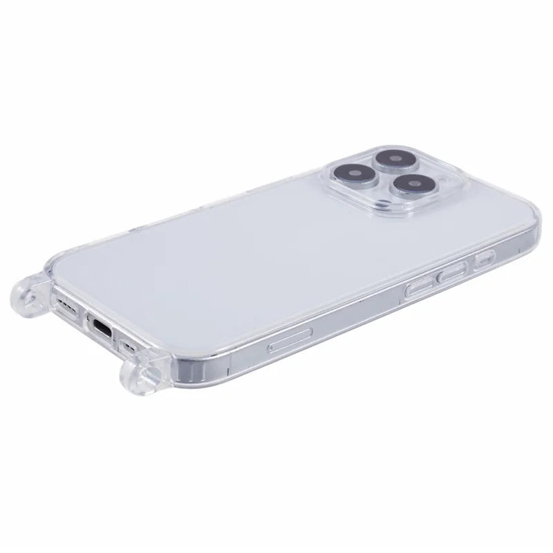 For iPhone 16 Pro Max Case TPU 1.8mm Clear Phone Cover with Lanyard Holes