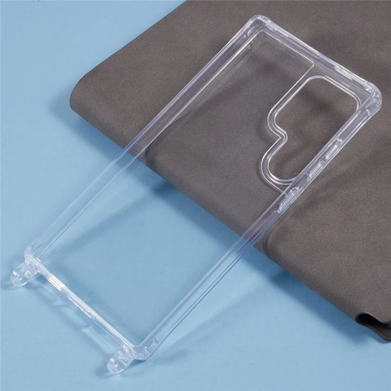 For Samsung Galaxy S23 Ultra Case PC+TPU 1.5mm Clear Phone Cover with Lanyard Holes