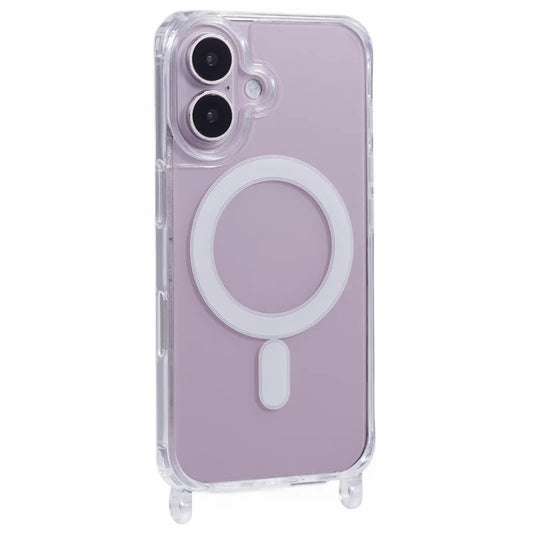 For iPhone 16 Plus Case Compatible with MagSafe TPU+PC 1.5mm Clear Phone Cover with Lanyard Holes