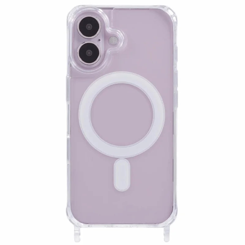 For iPhone 16 Plus Case Compatible with MagSafe TPU+PC 1.5mm Clear Phone Cover with Lanyard Holes