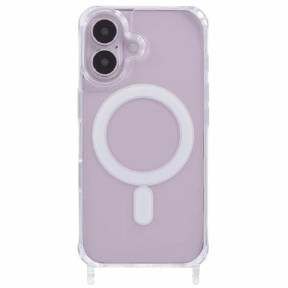 For iPhone 16 Plus Case Compatible with MagSafe TPU+PC 1.5mm Clear Phone Cover with Lanyard Holes