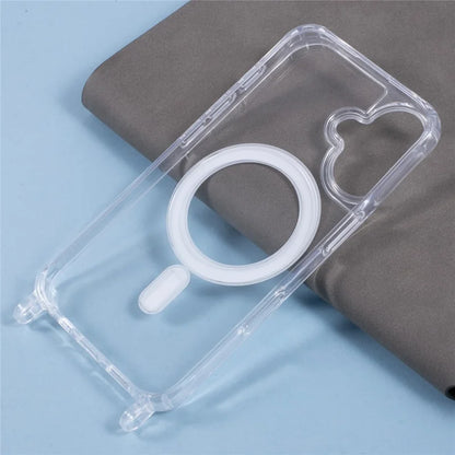 For iPhone 16 Plus Case Compatible with MagSafe TPU+PC 1.5mm Clear Phone Cover with Lanyard Holes
