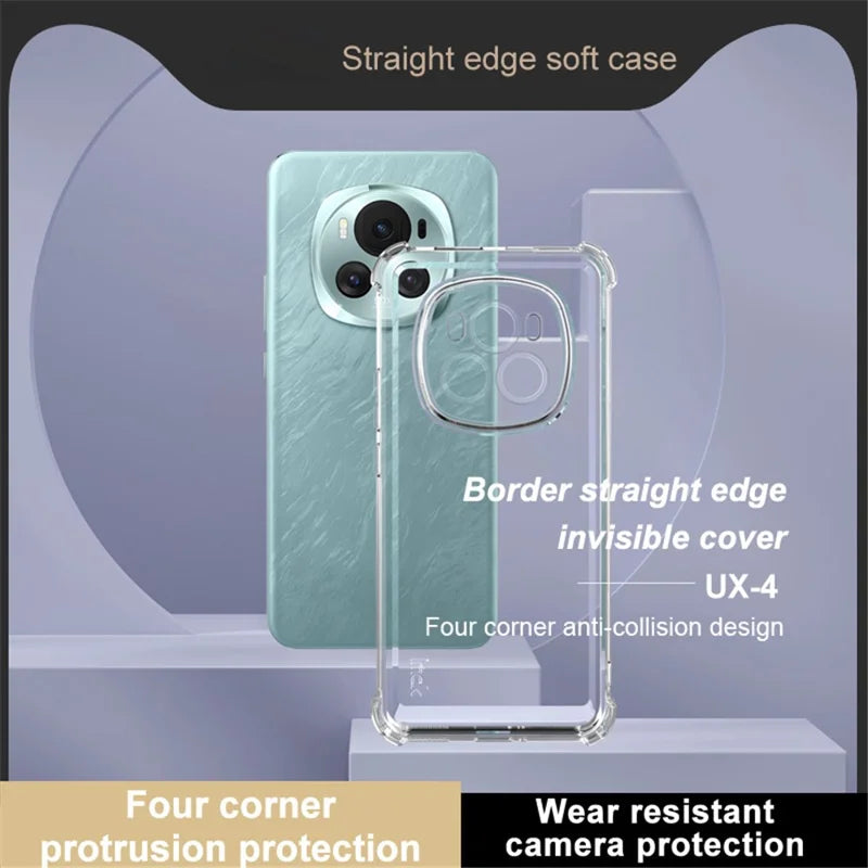 IMAK UX-4 Series for Honor Magic6 5G Case Straight Frame Four Corner Shockproof Clear TPU Cover