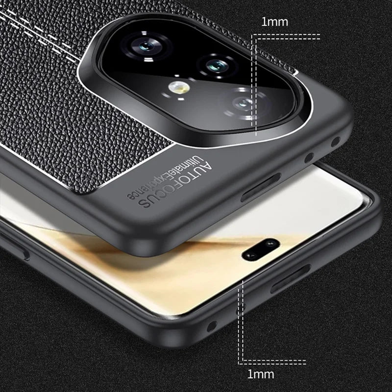 For Honor 300 Pro Case Litchi Texture TPU Flexible Phone Cover, Black