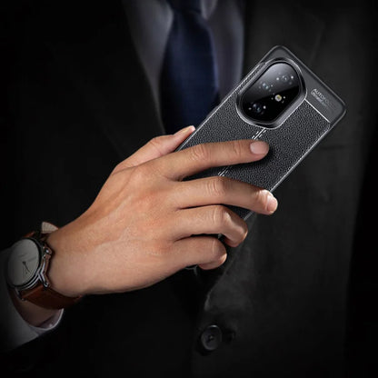 For Honor 300 Pro Case Litchi Texture TPU Flexible Phone Cover, Black