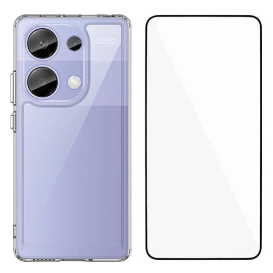 WANLONFENG MF Series for Xiaomi Redmi Note 13 Pro 4G / Poco M6 Pro 4G Case TPU+Acrylic Clear Phone Cover with Tempered Glass Film