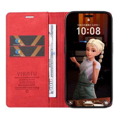 For Honor Magic7 Pro 5G Leather Cover YIKATU YK-004 Skin-Touch Wallet Phone Cases -  Red