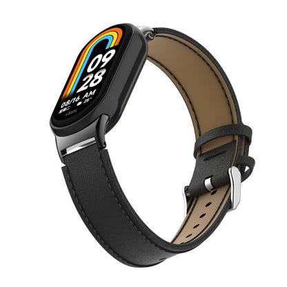 For Xiaomi Smart Band 8 Watch Strap Stitching Microfiber Leather Watch Band Bracelet with Connector