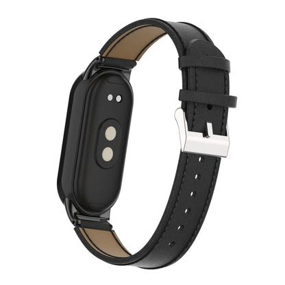 For Xiaomi Smart Band 8 Watch Strap Stitching Microfiber Leather Watch Band Bracelet with Connector