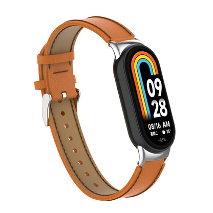 For Xiaomi Smart Band 8 Watch Strap Stitching Microfiber Leather Watch Band Bracelet with Connector