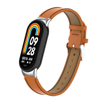 For Xiaomi Smart Band 8 Watch Strap Stitching Microfiber Leather Watch Band Bracelet with Connector