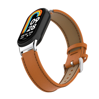 For Xiaomi Smart Band 8 Watch Strap Stitching Microfiber Leather Watch Band Bracelet with Connector