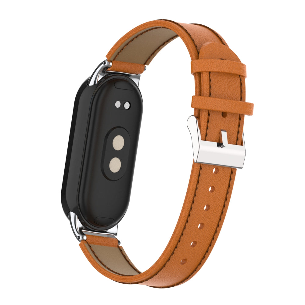 For Xiaomi Smart Band 8 Watch Strap Stitching Microfiber Leather Watch Band Bracelet with Connector