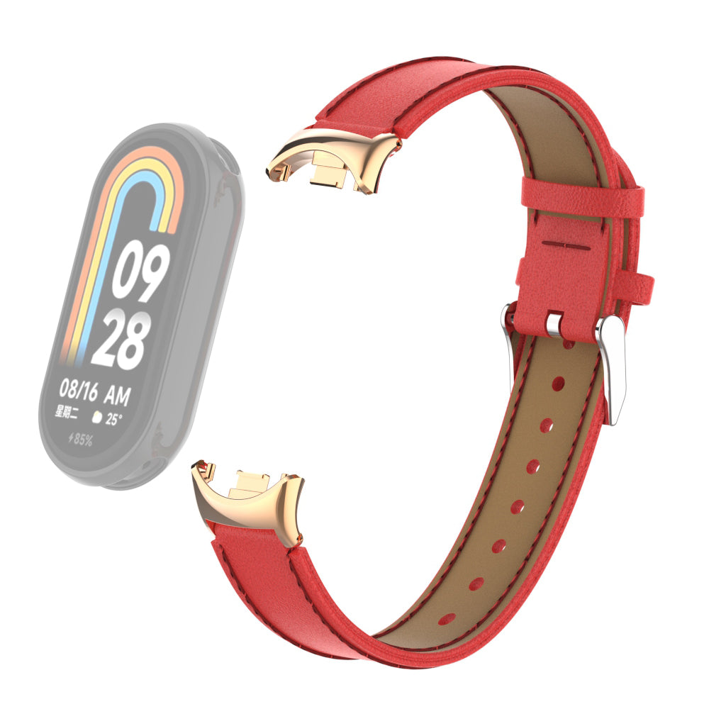 For Xiaomi Smart Band 8 Watch Strap Stitching Microfiber Leather Watch Band Bracelet with Connector