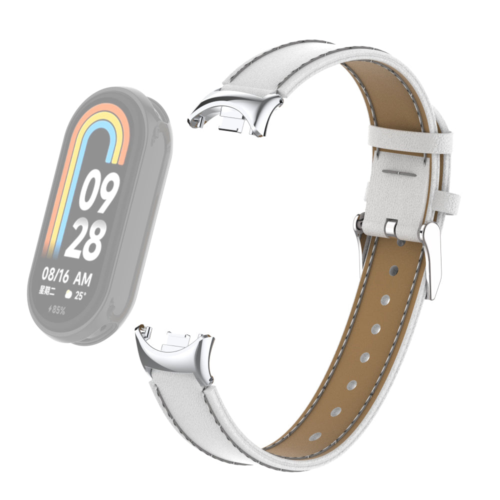 For Xiaomi Smart Band 8 Watch Strap Stitching Microfiber Leather Watch Band Bracelet with Connector