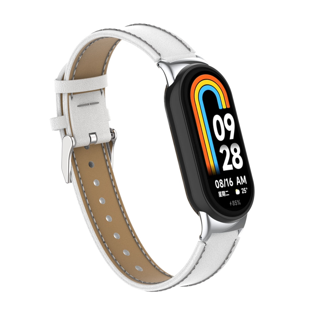 For Xiaomi Smart Band 8 Watch Strap Stitching Microfiber Leather Watch Band Bracelet with Connector