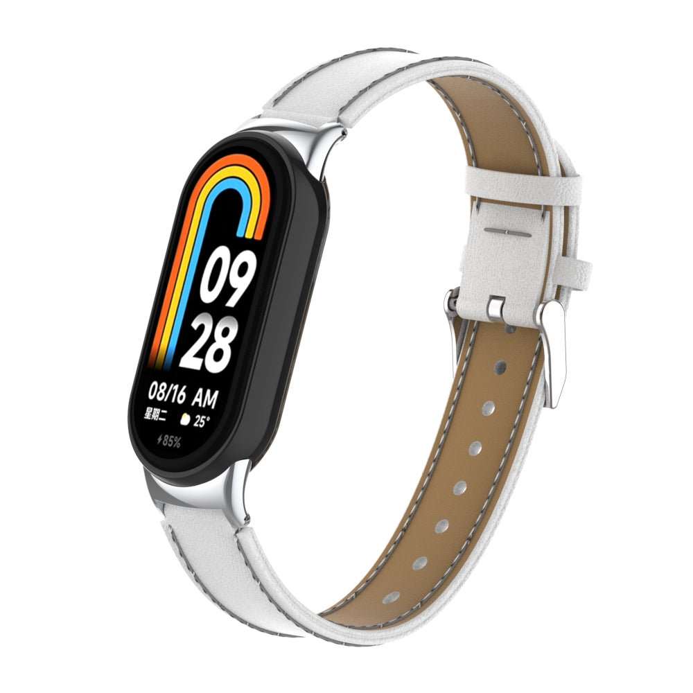 For Xiaomi Smart Band 8 Watch Strap Stitching Microfiber Leather Watch Band Bracelet with Connector