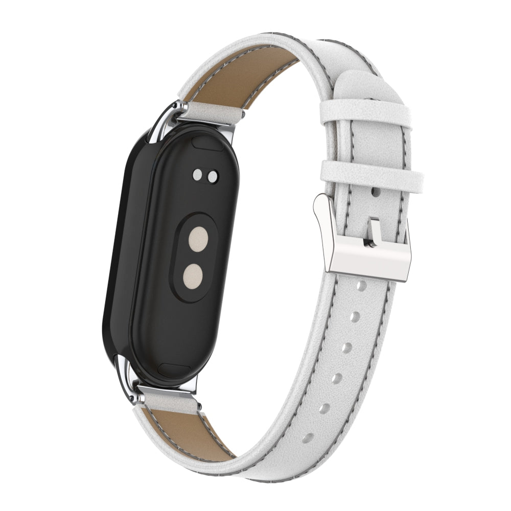 For Xiaomi Smart Band 8 Watch Strap Stitching Microfiber Leather Watch Band Bracelet with Connector