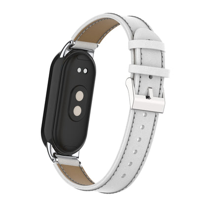 For Xiaomi Smart Band 8 Watch Strap Stitching Microfiber Leather Watch Band Bracelet with Connector