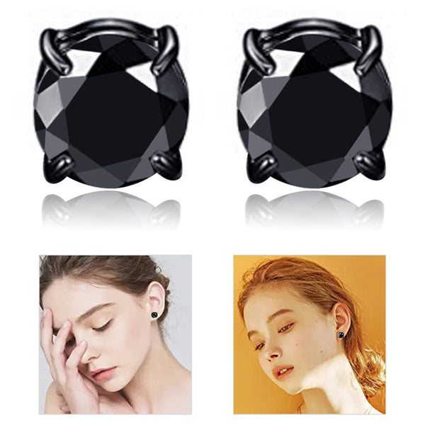 A00899 One Pair 8mm Stud Earrings Non-piercing Magnetic Stainless Steel Zircon Stud Eardrops Earrings Jewelry