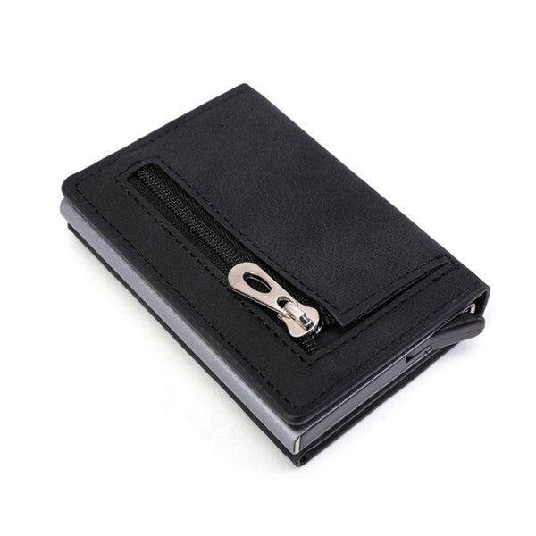 RFID Blocking Card Holder Portable Zipper Pocket Wallet for Men Women