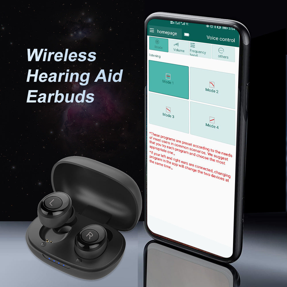 H001 USB Rechargeable Hearing Aid Headset Digital Bluetooth Wireless Hearing Aid Earbuds Sound Amplifier for Elderly Deafness