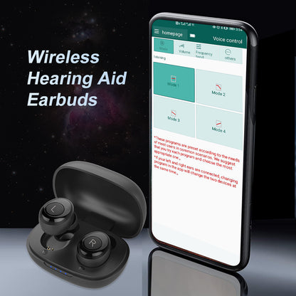 H001 USB Rechargeable Hearing Aid Headset Digital Bluetooth Wireless Hearing Aid Earbuds Sound Amplifier for Elderly Deafness