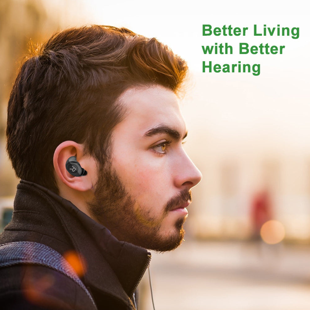 H001 USB Rechargeable Hearing Aid Headset Digital Bluetooth Wireless Hearing Aid Earbuds Sound Amplifier for Elderly Deafness