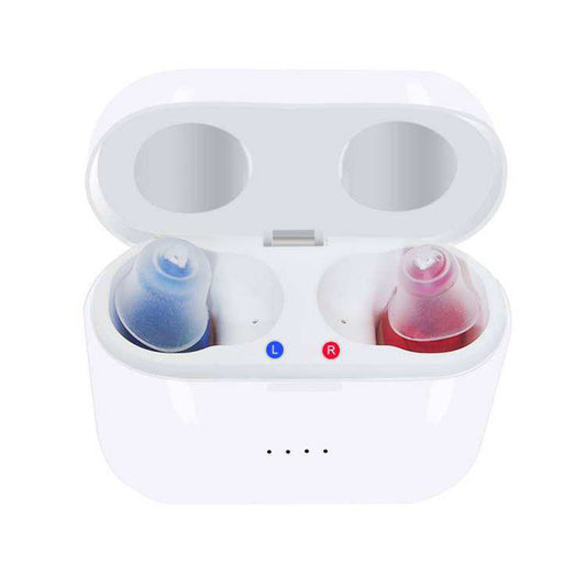 V30 Binaural Rechargeable Hearing Aid Wireless Elderly Voice Amplifier with Charging Case