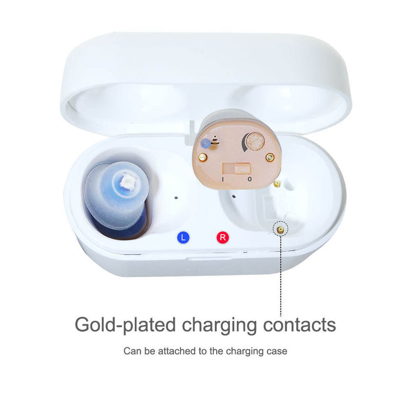 V30 Binaural Rechargeable Hearing Aid Wireless Elderly Voice Amplifier with Charging Case