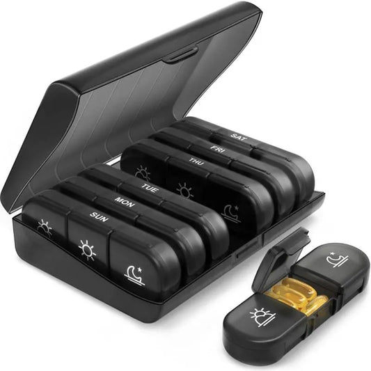 21001 21 Grids Pill Box Seven Days A Week Sorting Box Portable Vitamin Fish Oil Dispenser (No FDA Certificate, BPA Free)