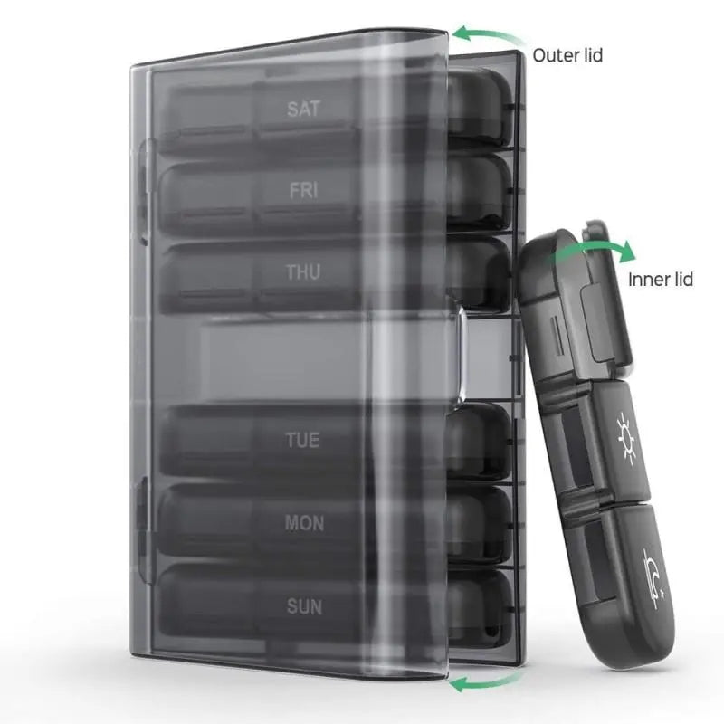 21001 21 Grids Pill Box Seven Days A Week Sorting Box Portable Vitamin Fish Oil Dispenser (No FDA Certificate, BPA Free)