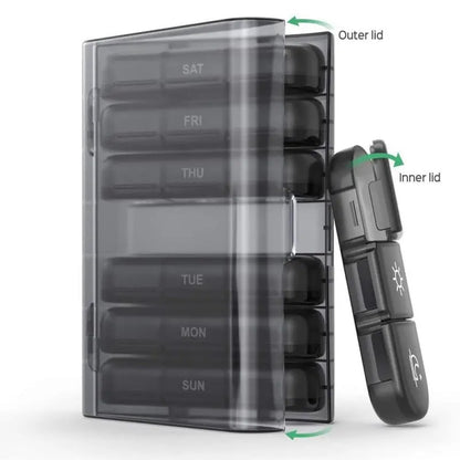 21001 21 Grids Pill Box Seven Days A Week Sorting Box Portable Vitamin Fish Oil Dispenser (No FDA Certificate, BPA Free)