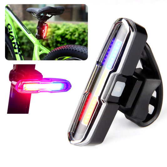 Red/Blue/White 3-Color Rear Cycling Bike Tail Light COB Highly Bright USB Chargeable