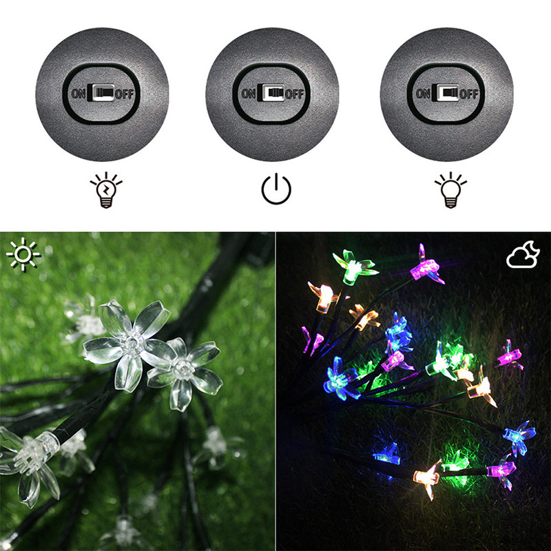 2Pcs Solar Cherry Flower 20-LED Light Outdoor Garden Yard Lawn Landscape Lamp