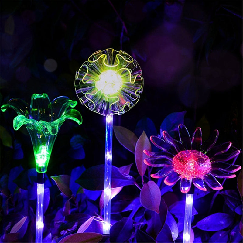 3Pcs LED Solar Power Dandelion Sunflower Stake Light Outdoor Garden Path Landscape Lamp