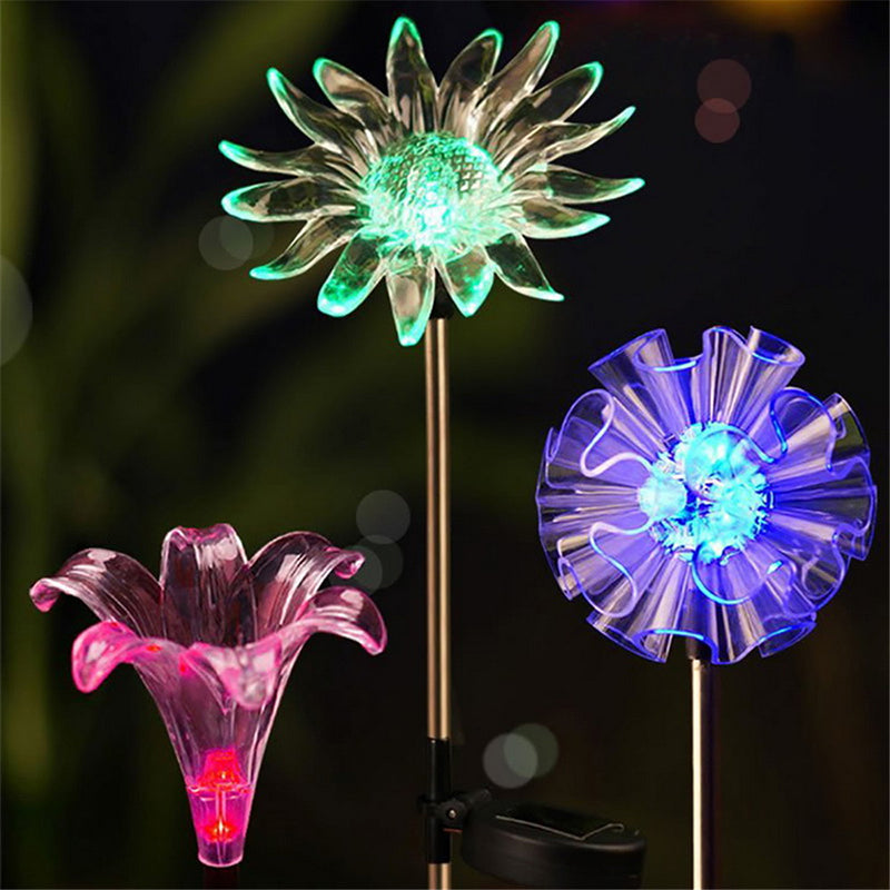 3Pcs LED Solar Power Dandelion Sunflower Stake Light Outdoor Garden Path Landscape Lamp