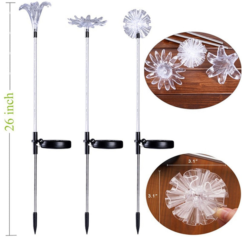 3Pcs LED Solar Power Dandelion Sunflower Stake Light Outdoor Garden Path Landscape Lamp