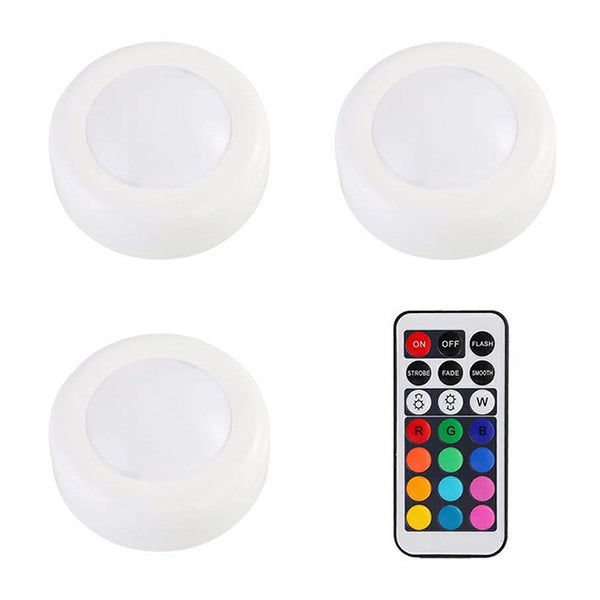Wireless Led Light Puck RGB 12-color Changing Light Remote Control