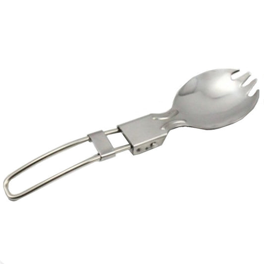 Outdoor Hiking Picnic Foldable Stainless Steel Spoon Travel Camping Spoon Fork Dual Purpose Fork