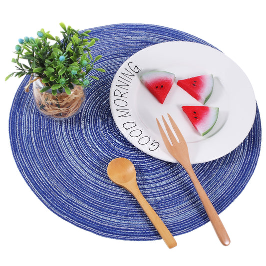 Round Shape Non-slip Woven Pattern Kitchen Placemat for Dining Table, Diameter: 35cm