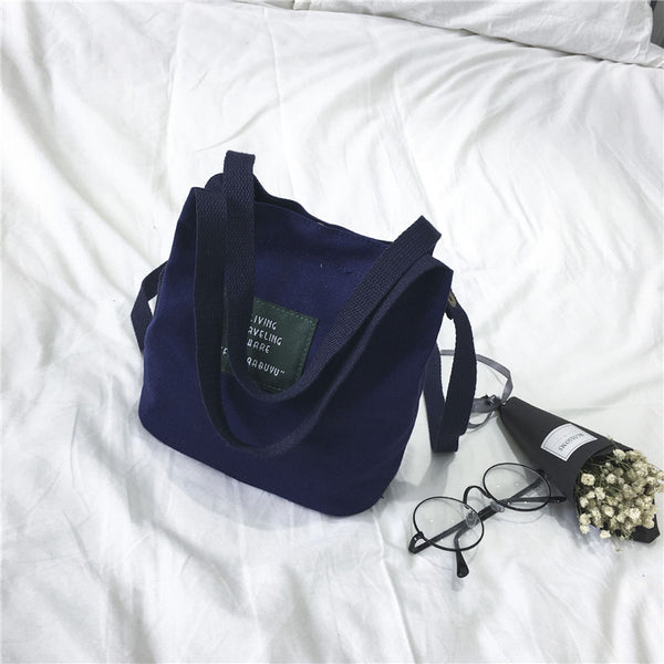 Canvas Shoulder Bag Simple Bucket Bag Messenger Bag