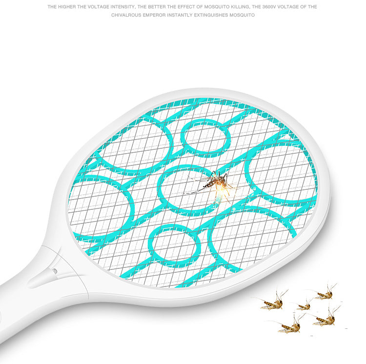 Handheld Rechargeable 3600V Electric Fly Swatter Bug Zapper with LED Light for Indoor and Outdoor