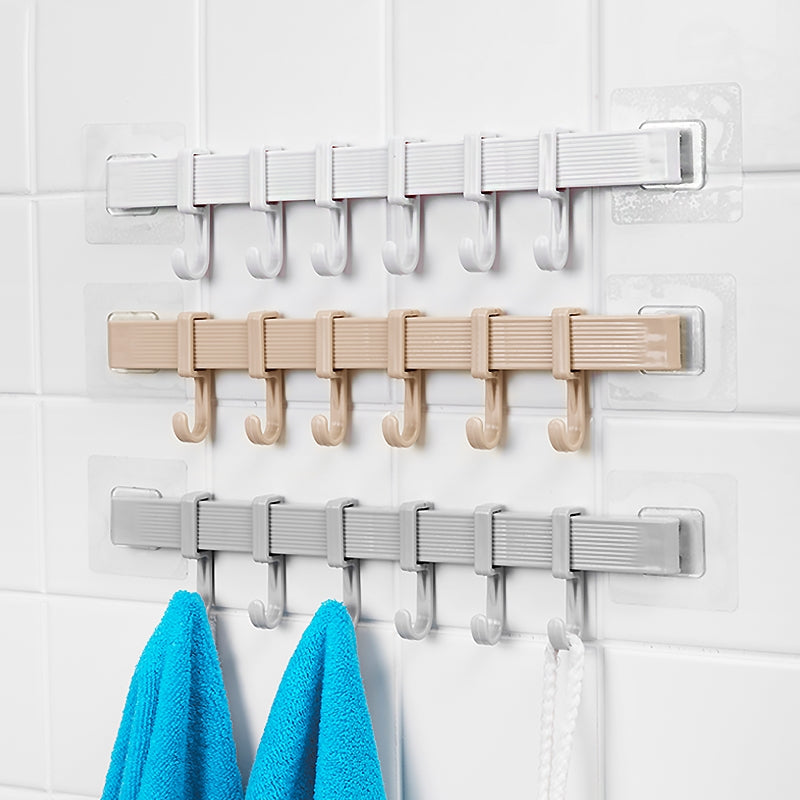 Self-adhesive Wall Hooks Wall-Mounted Coat Rack (6 Hooks)