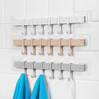 Self-adhesive Wall Hooks Wall-Mounted Coat Rack (6 Hooks)