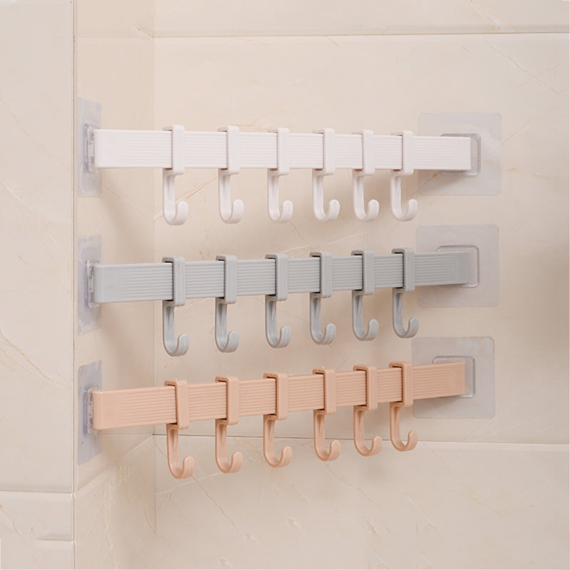 Self-adhesive Wall Hooks Wall-Mounted Coat Rack (6 Hooks)