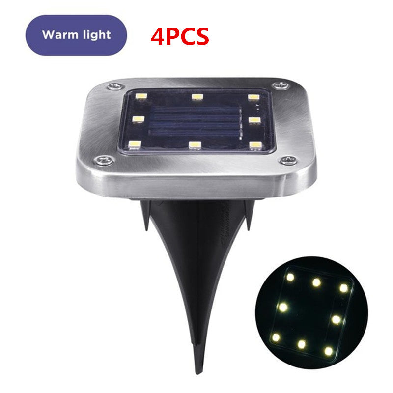 4 PCS 8-LED Solar Power Light IP55 Waterproof Underground Outdoor Garden Path Lawn Yard Lamp