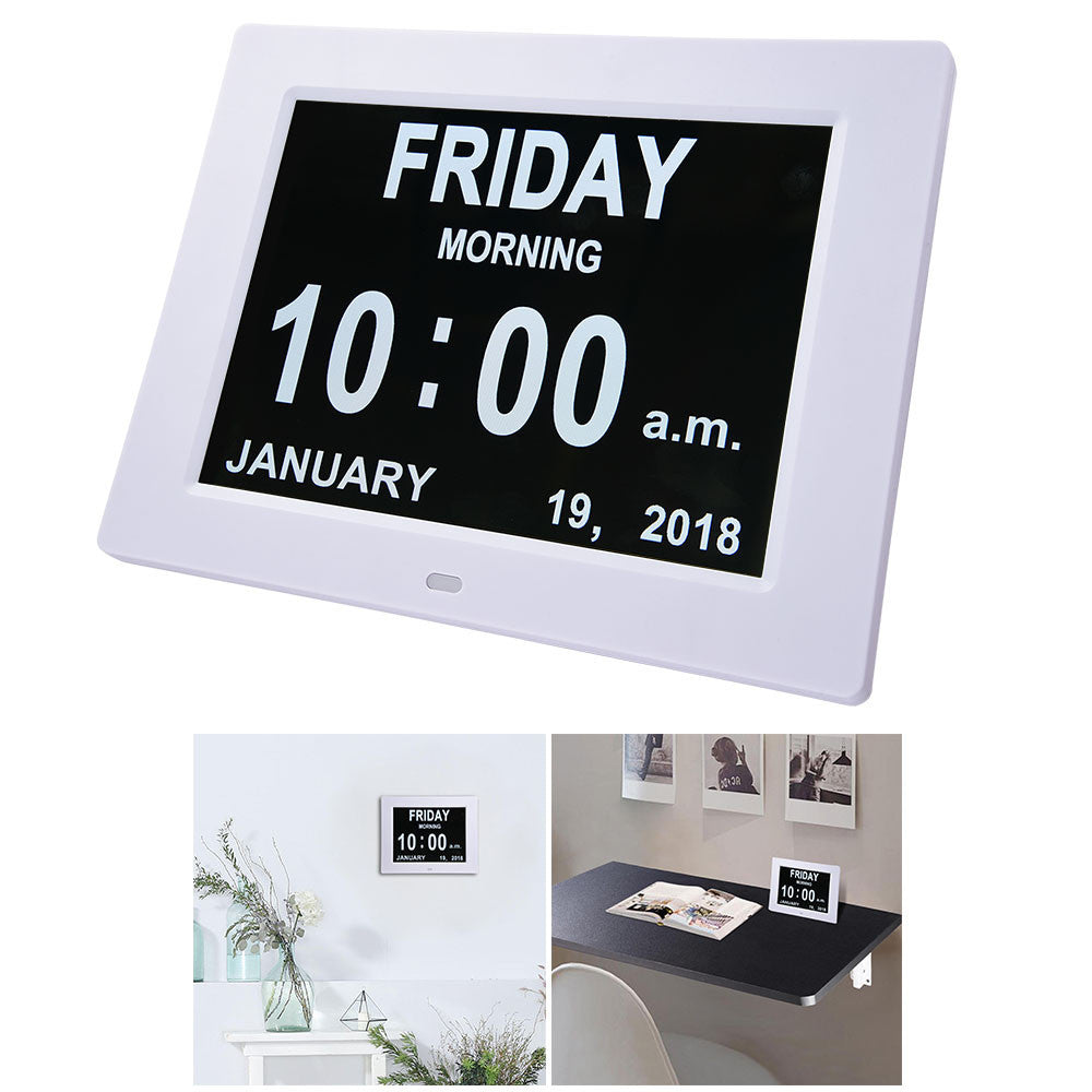 For The Elderly 8-inch Digital Super Large Characters LED Electronic Calendar Alarm Clock