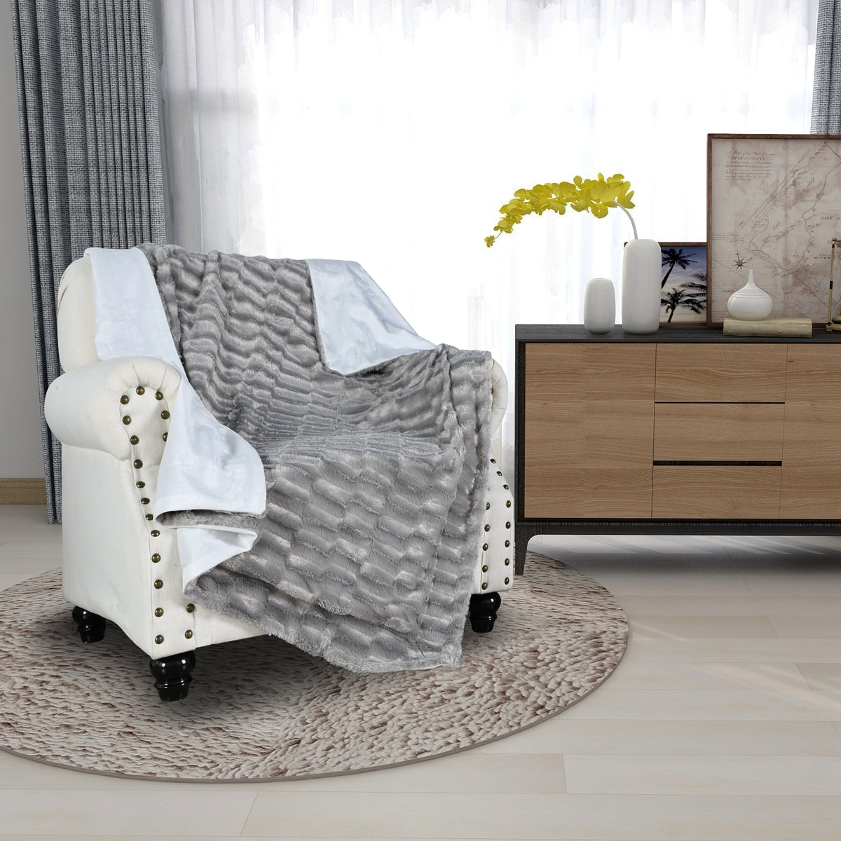130x160cm Thickening Flannel Lamb Composite Home Office Double-Layer Blanket
