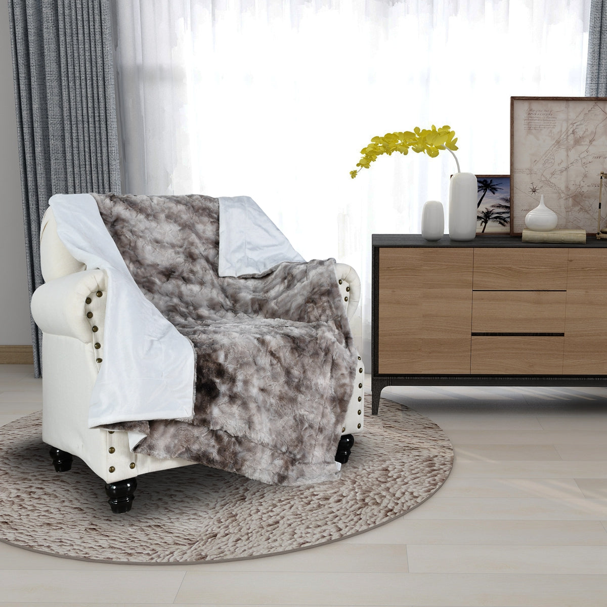 130x160cm Thickening Flannel Lamb Composite Home Office Double-Layer Blanket